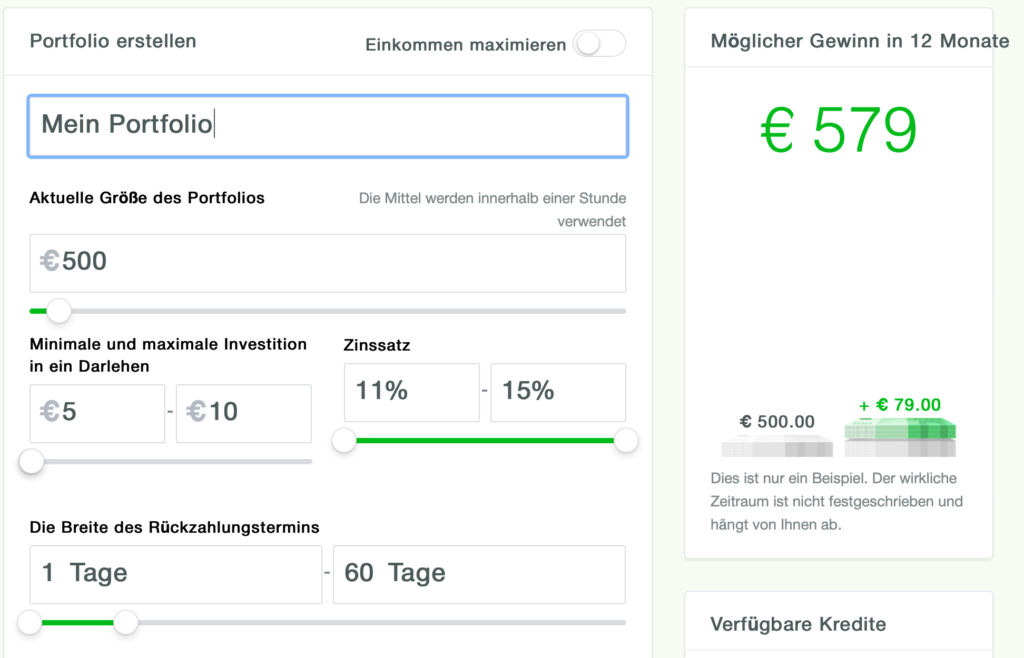 Meine Einstellungen bei Robo.cash