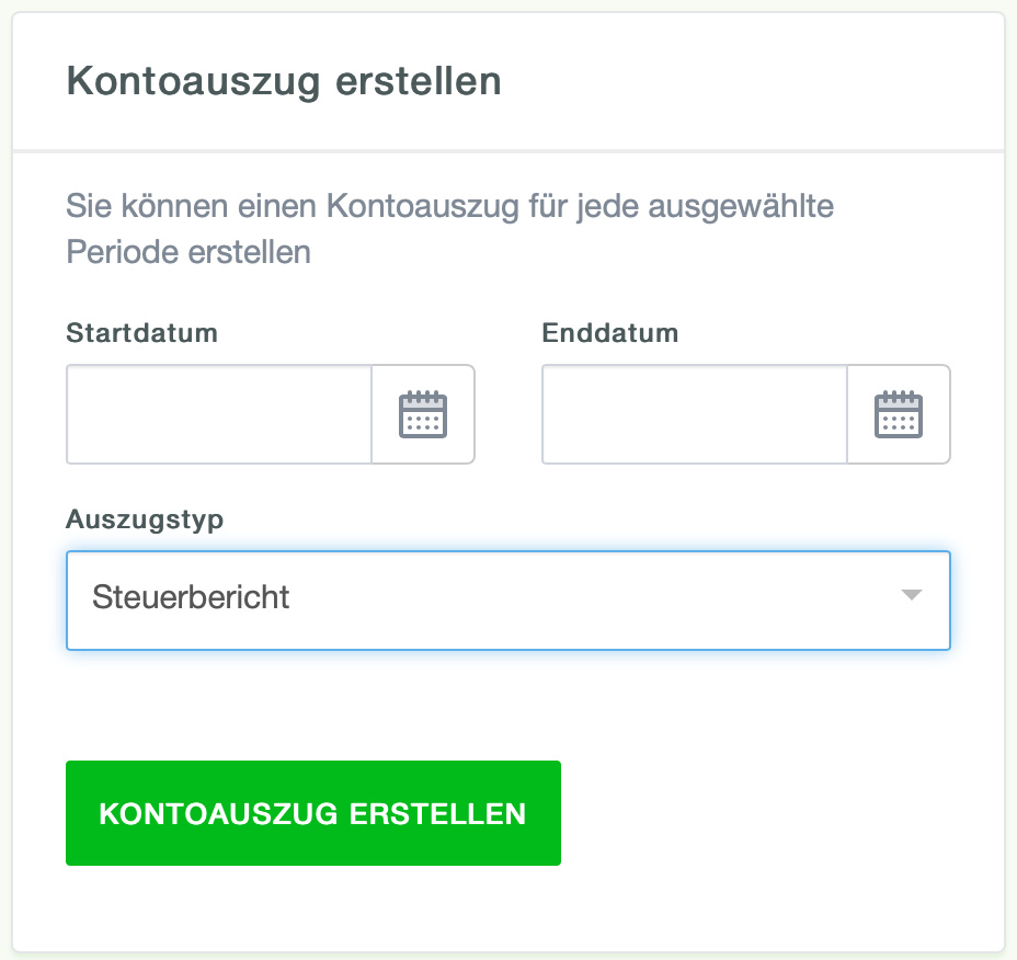 Steuerbericht Auswahlfenster