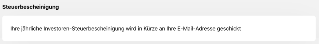 Steuerbescheinigung wird an deine E-Mail versendet.